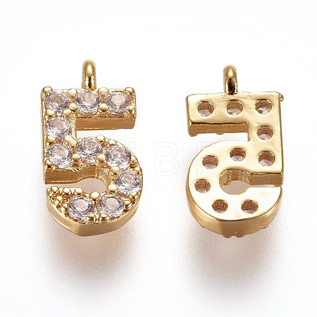 Brass Micro Pave Clear Cubic Zirconia Charms ZIRC-L075-60A-05G-1