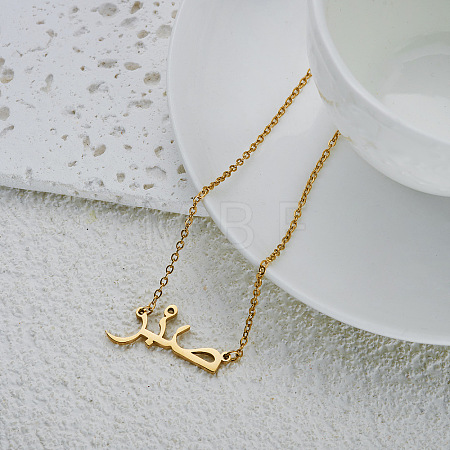 304 Stainless Steel Arabic Pendant Necklaces WGC6A2A-03-1