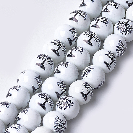 Printed & Spray Painted Glass Beads GLAA-S047-02C-01-1