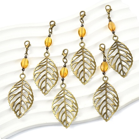 6Pcs Alloy & Glass Pendant Decorations HJEW-YW00328-01-1