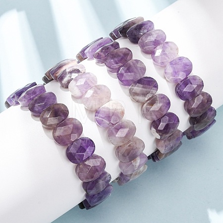 Natural Amethyst Faceted Beaded Stretch Bracelets for Women BJEW-K251-07F-1