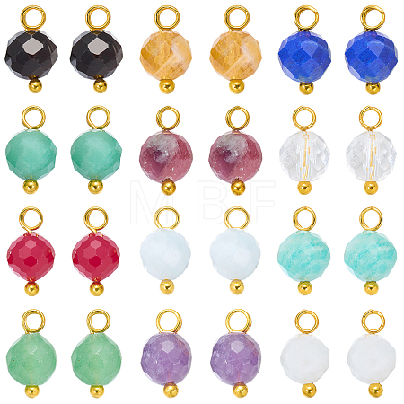 24Pcs 12 Styles Natural Gemstone Birthstone Pendants PALLOY-SW00109-1