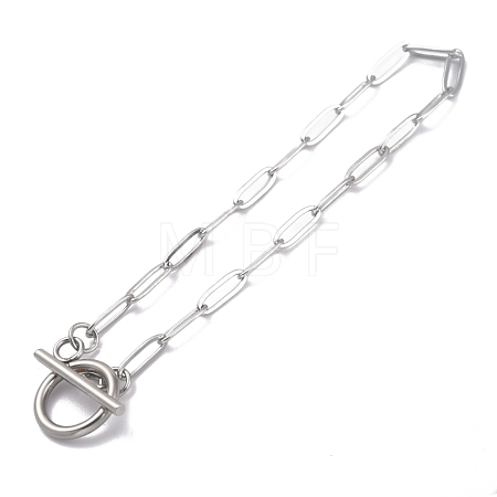 Tarnish Resistant 304 Stainless Steel Paperclip Chain Bracelets BJEW-O186-02P-1