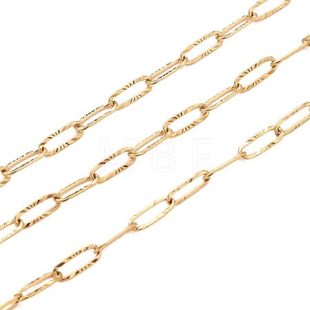 3.28 Feet 304 Stainless Steel Textured Paperclip Chains X-CHS-I009-01G-1