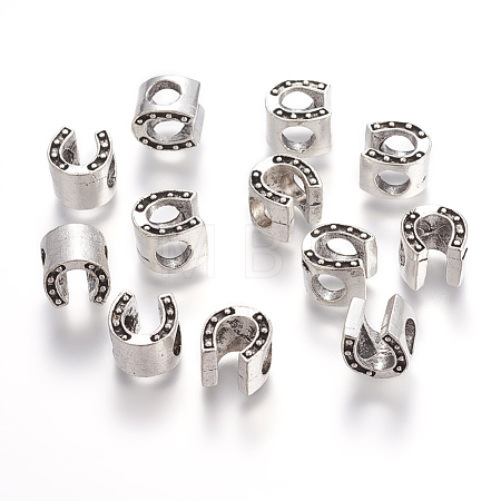 Tibetan Style Alloy European Large Hole Beads TIBEB-8021-AS-RS-1