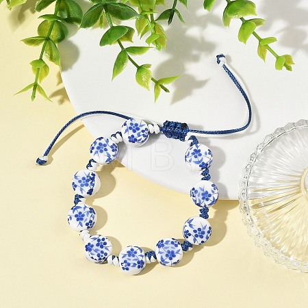 Handmade Printed Porcelain Braided Beaded Bracelets for Women BJEW-JB14196-1