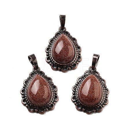 Synthetic Goldstone Teardrop Pendants G-K363-01R-26-1