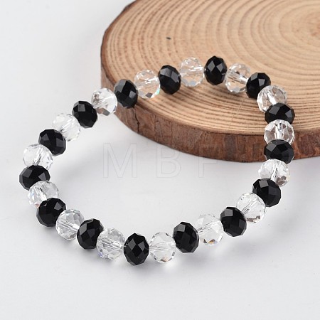 Faceted Abacus Glass Beaded Stretch Bracelets BJEW-J172-03-1