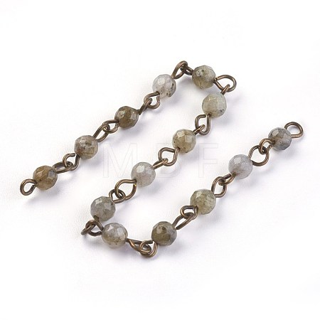Handmade Natural Labradorite Beads Chains AJEW-JB00455-01-1