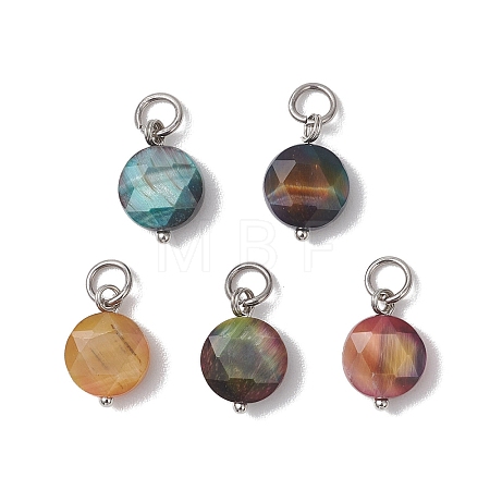 Dyed Natural Tiger Eye Faceted Hexagonal Cut Pendants PALLOY-JF04800-01-1