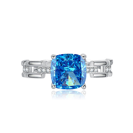 Brass with Cubic Zirconia Cuff Open Rings FS-WGDB07C-07-1