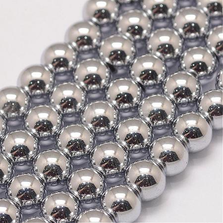 Grade AA Magnetic Synthetic Hematite Bead Strands G-P258-05-8mm-1