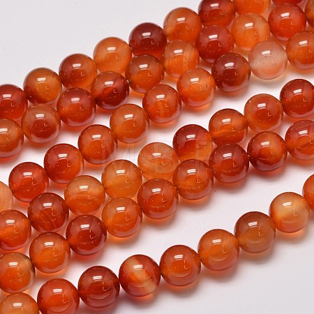Round Natural Red Agate Bead Strands G-M257-12mm-26-1
