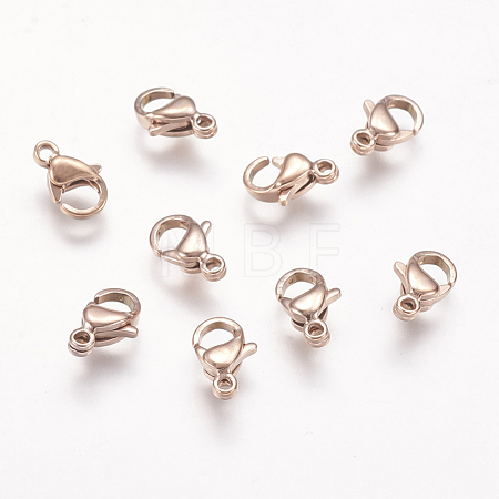 Ion Plating(IP) 304 Stainless Steel Lobster Claw Clasps STAS-P185-9-RG-1
