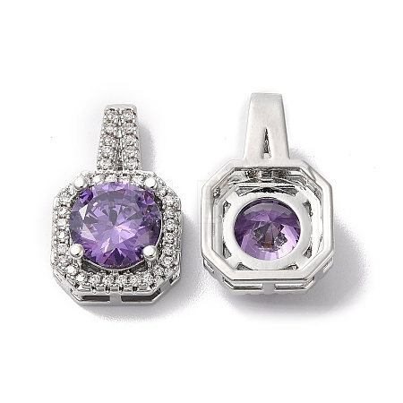 Brass Pave Cubic Zirconia with Glass Pendants KK-G465-42P-1