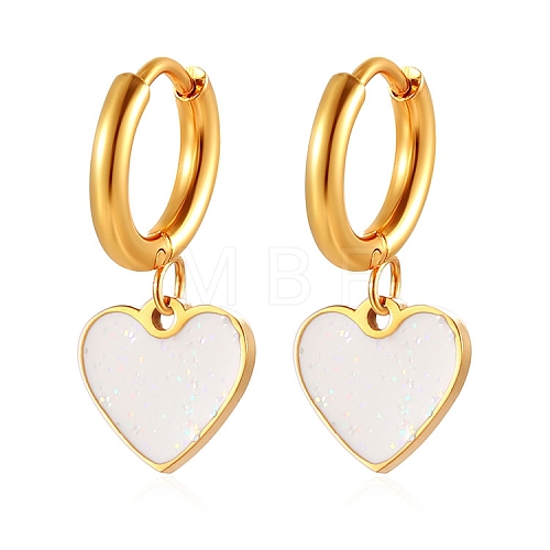 European and American Style Stainless Steel Heart Hoop Earrings PW-WGFA9E7-03-1