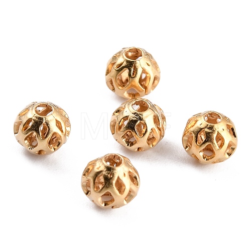 Long-Lasting Hollowed Plated Brass Beads KK-O133-003B-G-1