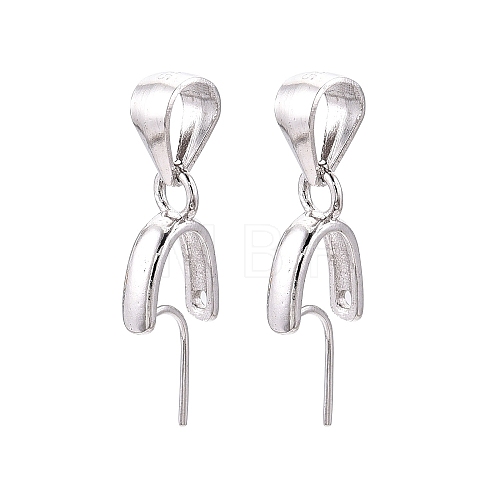 Anti-Tarnish Rhodium Plated 925 Sterling Silver Ice Pick Pinch Bails STER-N016-20P-1