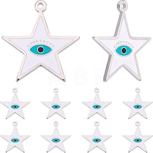  10Pcs 304 Stainless Steel Enamel Pendants STAS-NB0001-27-1