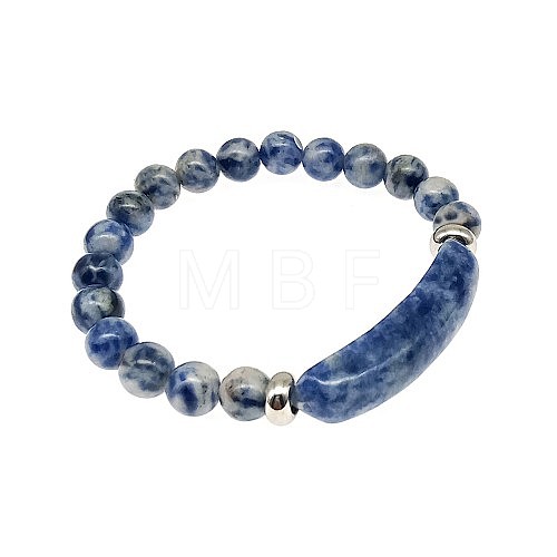 Natural Blue Spot Jasper Bead Stretch Bracelets for Women Men MZ7269-01-1