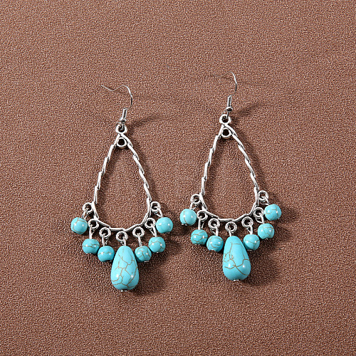 Bohemian tassel turquoise earrings JU8957-18-1