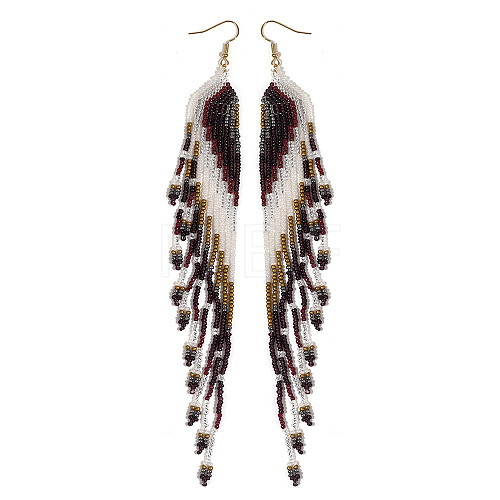 Bohemian Tassel Seed Beaded Dangle Earrings for Women IY6434-1-1