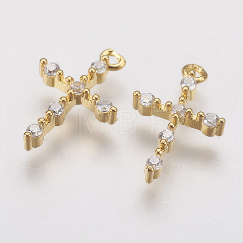 Brass Micro Pave Cubic Zirconia Charms X-ZIRC-G133-07G-1