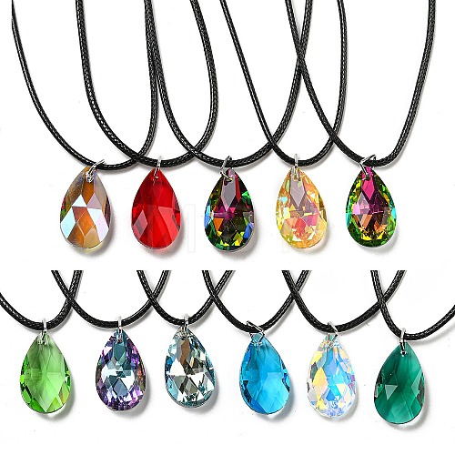 Waxed Cord Necklaces NJEW-P310-10P-1