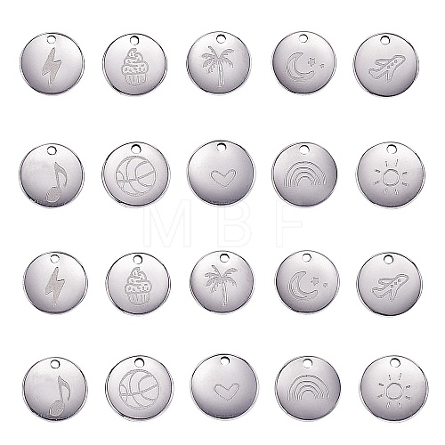 10Pcs 10 Style 304 Stainless Steel Charms STAS-CJ0001-231-1