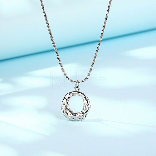 Stainless Steel Textured Ring Pendant Necklaces IH1561-02-1