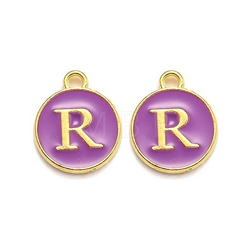 Golden Plated Alloy Enamel Charms ENAM-Q437-12R-1