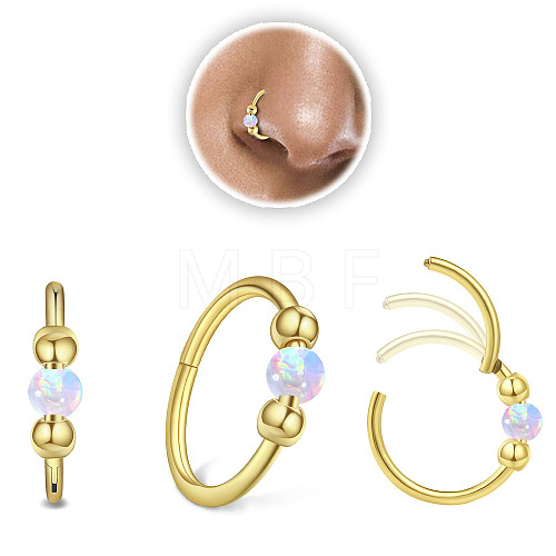 316L Surgical Stainless Steel & Cat Eye Ball Hoop Nose Rings WG275C7-01-1