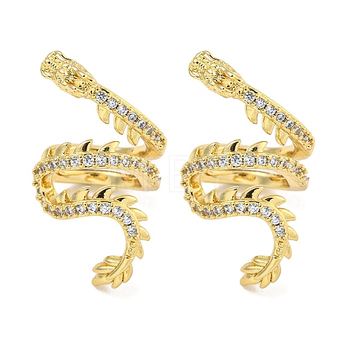 Brass Micro Pave Cubic Zirconia Cuff Earrings EJEW-C104-101G-1