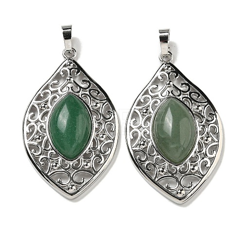 Natural Green Aventurine Pendants G-Q158-02F-1