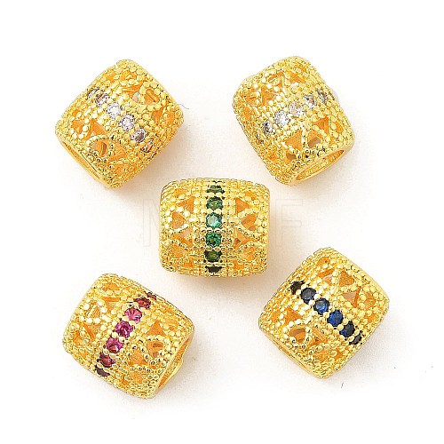 Brass Micro Pave Cubic Zirconia European Beads KK-P297-05G-1