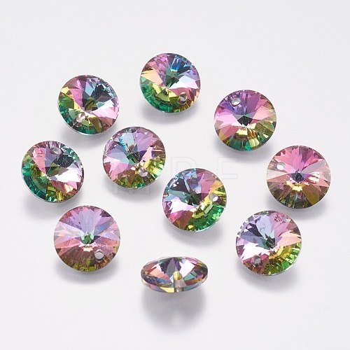 Faceted Glass Rhinestone Charms RGLA-F049-8mm-001VO-1