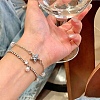 Brass Pave Clear AB Cubic Zirconia Bowknot Star Link Bracelet Sets for Women KK-CBA6599-03P-1