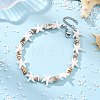 Ocean Natural Spiral Shell & Synthetic Turquoise Beaded Anklets AJEW-AN00830-1