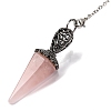 Natural Rose Quartz Pointed Hexagonal Cone Dowsing Pendulums G-Q184-03G-AS-4