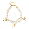 304 Stainless Steel Starfish Charm Bracelets for Women BJEW-F520-06G-2