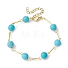 Natural & Synthetic Mixed Round Beaded Link Chain Bracelet BJEW-JB09970-3