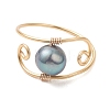 Copper Wired Natural Pearl Finger Rings RJEW-JR00979-4