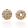 Rack Plating Brass Cubic Zirconia Beads ZIRC-S001-6mm-A02-2