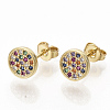 Brass Micro Pave Colorful Cubic Zirconia Stud Earrings EJEW-S208-026-2