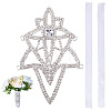 Brass & Polyester & Rhinestone Flower Bouquet Ribbon DIY-FG0010-31-7