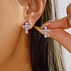 Brass with Rhinestone Stud Earrings RB-Z001-02P-1