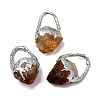 Heated Raw Rough Natural Yellow Quartz & Brass Pendants G-G466-01P-1