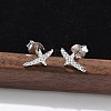 925 Sterling Silver Clear Cubic Zirconia Stud Earrings EJEW-Q032-01D-P-1