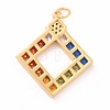 Eco-Friendly Brass Micro Pave Cubic Zirconia and Glass with Enamel Pendants KK-K268-30G-3
