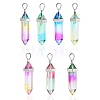14Pcs 7 Colors Faceted Bullet Glass Pointed Pendants GLAA-CJ0001-71-1